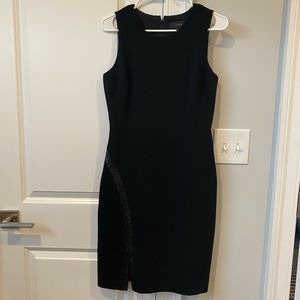 J. Crew Black Sheath Dress with Faux Leather Side Pipe